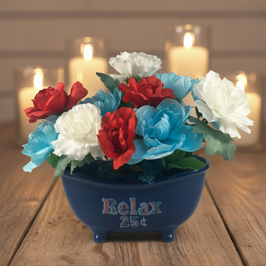 Bearclaw Tub Floral Decor (Navy Blue)