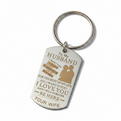 To My Husband Keychain