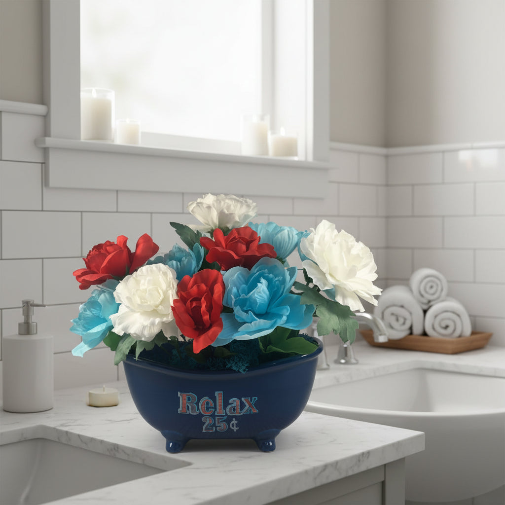 Bearclaw Tub Floral Decor (Navy Blue) image 0