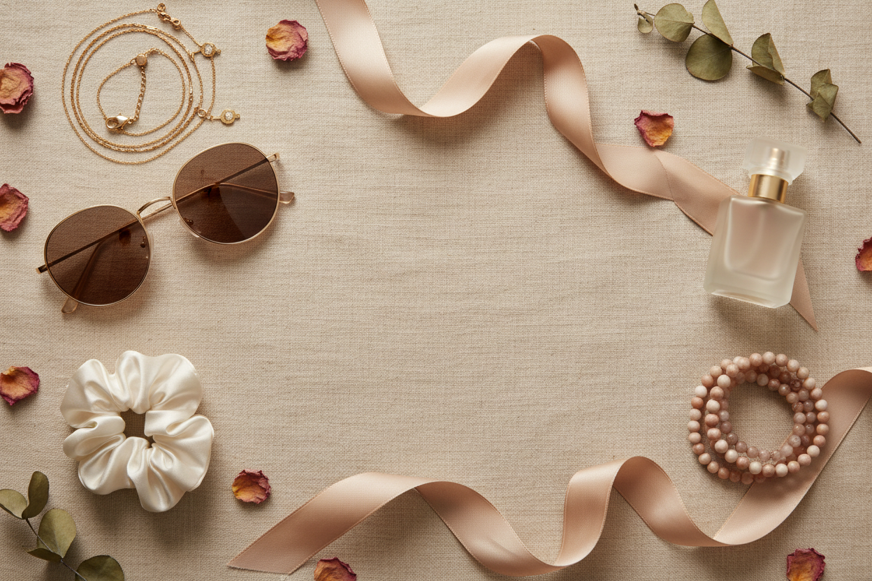 Accessories flat lay light