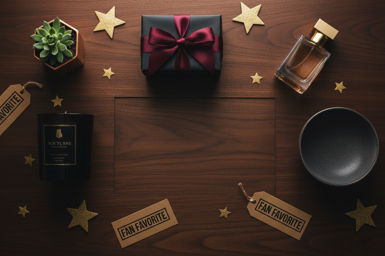 Bestsellers flat lay dark